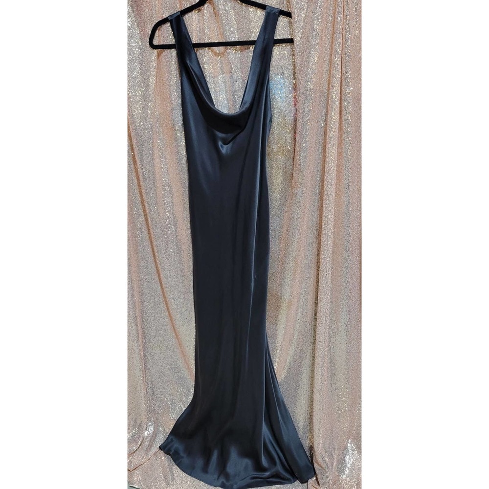 Black Draped Silk Dress with Flared Hem- Size 6- From Banana Republic-